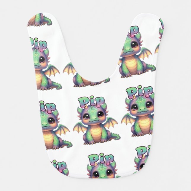 Pip the baby dragon  baby bib (Front)