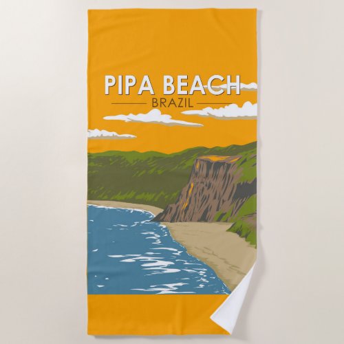 Pipa Beach Brazil Travel Art Vintage Beach Towel