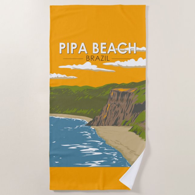 Pipa Beach Brazil Travel Art Vintage Beach Towel (Front)