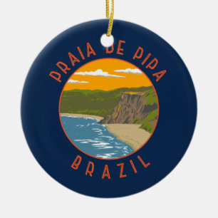 Pipa Beach Brazil Travel Art Vintage Ceramic Ornament