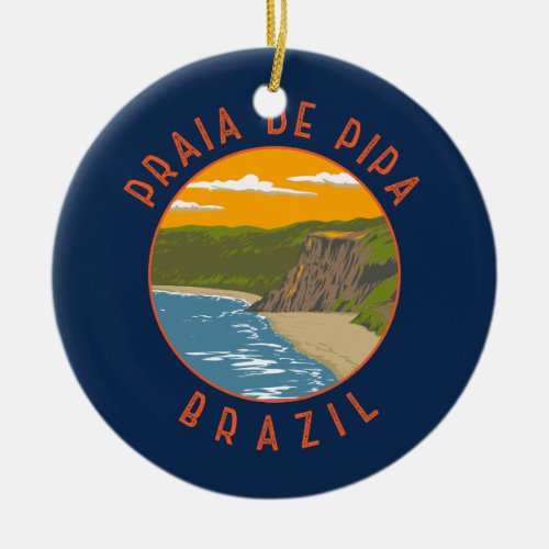 Pipa Beach Brazil Travel Art Vintage Ceramic Ornament