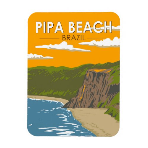 Pipa Beach Brazil Travel Art Vintage Magnet