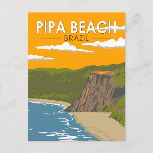 Pipa Beach Brazil Travel Art Vintage Postcard