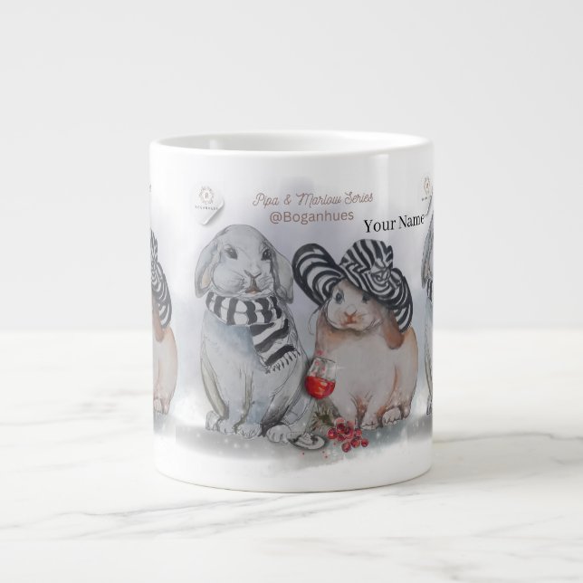 "Pipa & Marlow" Boganhues Print Giant Coffee Mug (Front)