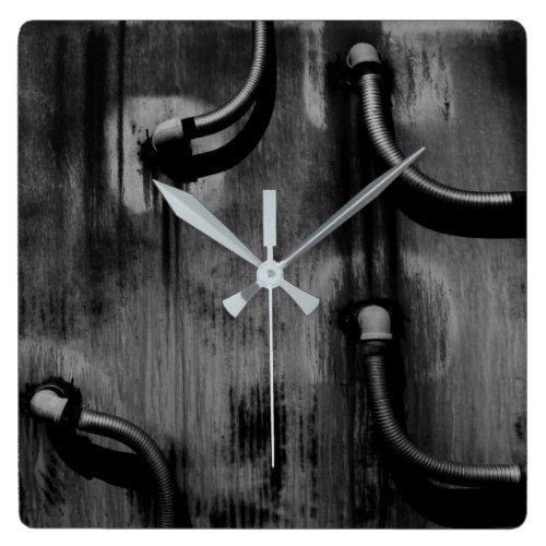 Pipe and Shadow in Black and White Square Wall Clock