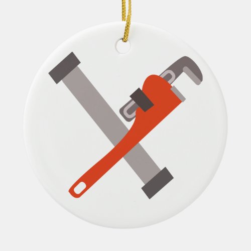 Pipe And Wrench Ceramic Ornament