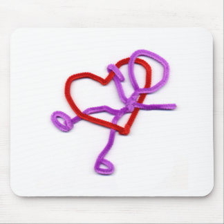 pipe cleaner man and heart mouse pad