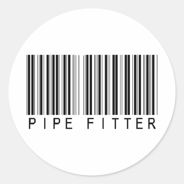 Pipe Fitter Bar Code Classic Round Sticker (Front)