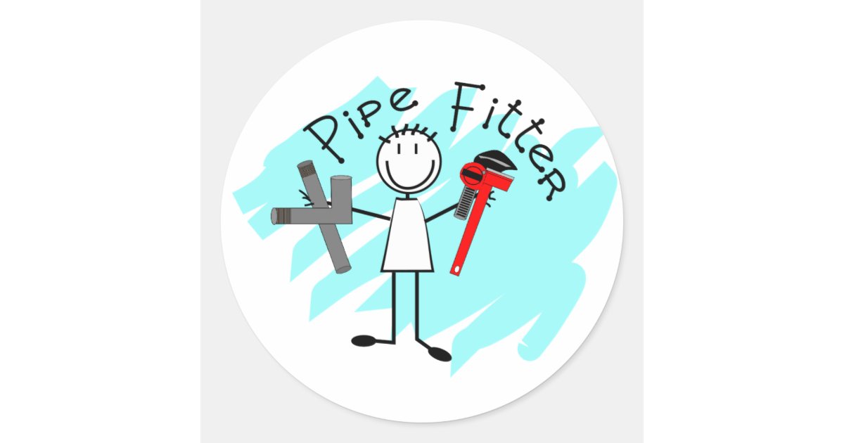 Pipe Fitter Stick Man Classic Round Sticker | Zazzle