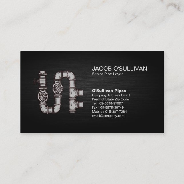 Pipe Layer Fitter Plumber Plumbing Business Card (Front)