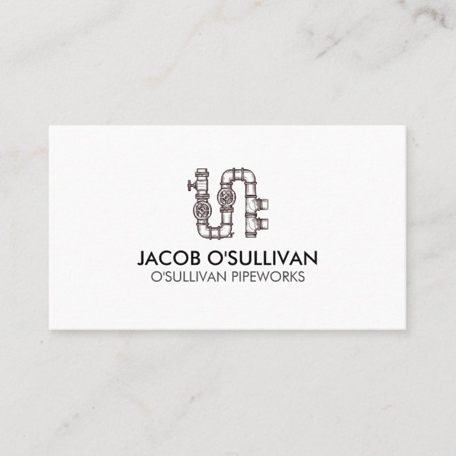 Pipe Layer Plumber Plumbing Business Card (Front)