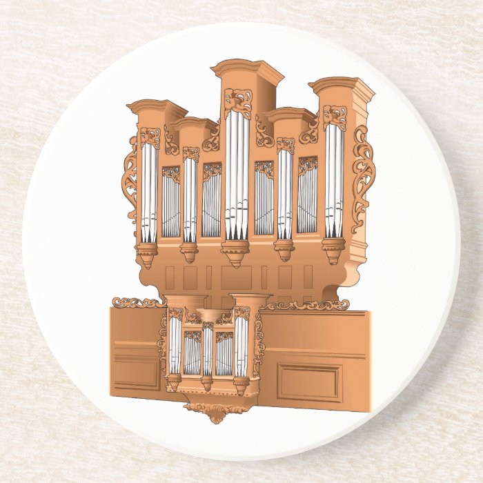 Pipe Organ, Church Organ Graphic Brown Beverage Coaster