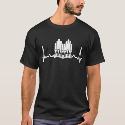Pipe Organ Heartbeat Church Music Organist T_Shirt