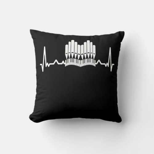 Pipe Organ Heartbeat Church Music Organist Throw Pillow