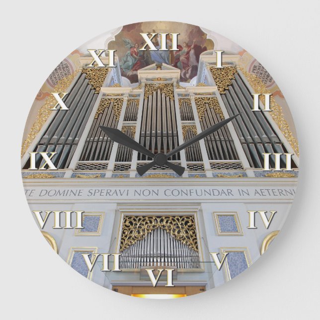 Pipe organ square clock with roman numerals (Front)