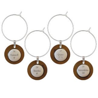 Pipe organ stop knobs wine glass charm