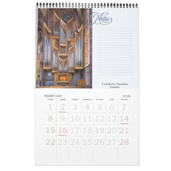 Pipe Organs In Their Place Calendar by organs at Zazzle