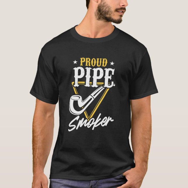 Pipe Smoking Weed Cigar Smoke Tobacco Smoker T-Shirt (Front)