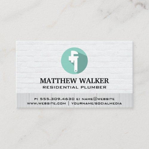 Pipe Wrench Logo  Plumbing Services Business Card