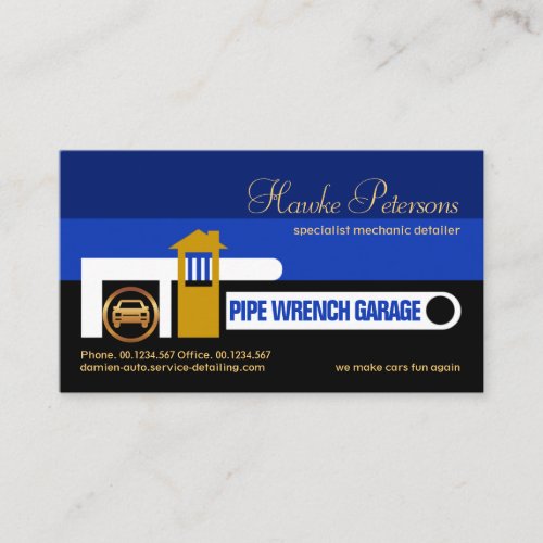 Pipe Wrench Shaped Auto Garage Business Card