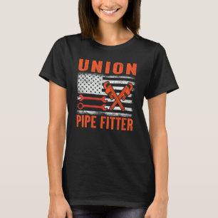 Pipefitter American Flag Union Pipefitter Design T-Shirt