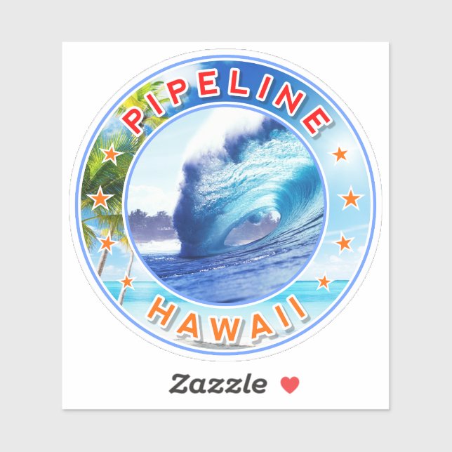 Pipeline, Hawaii Sticker (Sheet)