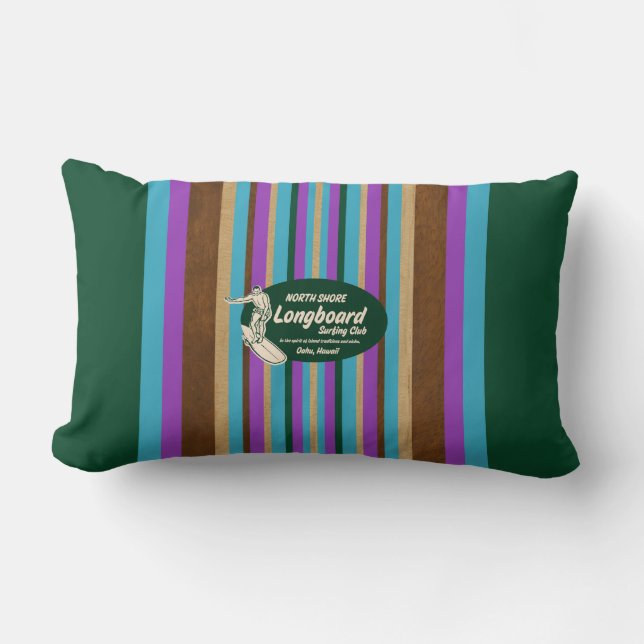 Pipeline Hawaii Surfboard Reversible Lumbar Pillow (Front)
