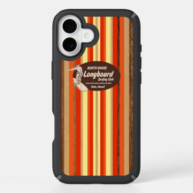 Pipeline Surfboard Hawaiian Competition Striped Speck iPhone Case (Front)