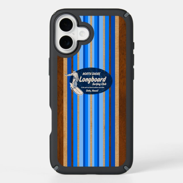 Pipeline Surfboard Hawaiian Competition Striped Speck iPhone Case (Front)