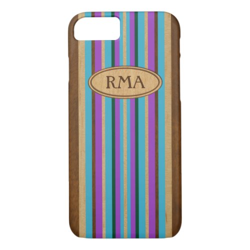 Pipeline Surfboard Hawaiian Monogram Striped iPhone 87 Case