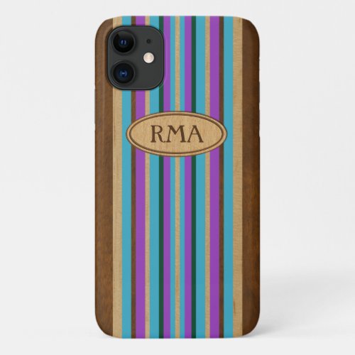 Pipeline Surfboard Hawaiian Monogram Striped iPhone 11 Case