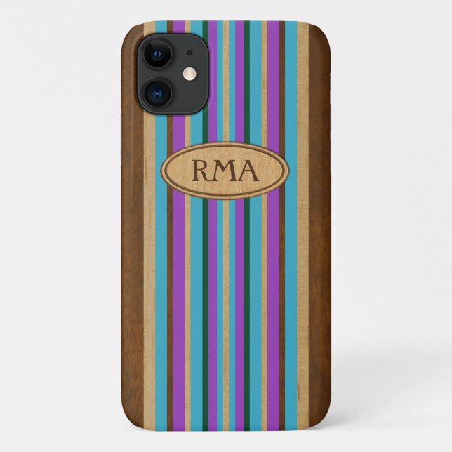 Pipeline Surfboard Hawaiian Monogram Striped Case-Mate iPhone Case (Back)