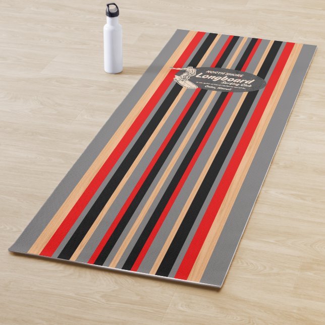 Pipeline Surfboard Hawaiian Striped Gray Yoga Mat (In Situ)