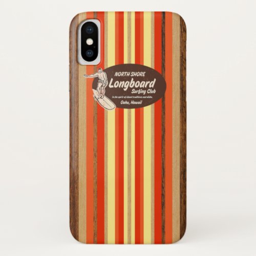 Pipeline Surfboard Hawaiian Stripes Orange iPhone X Case