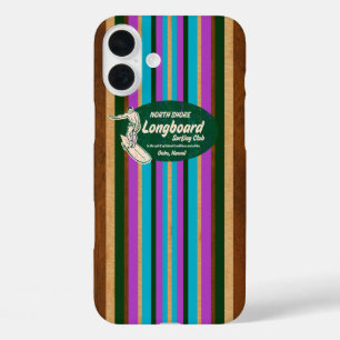 Pipeline Surfboard Hawaiian Stripes Purple iPhone 16 Plus Case