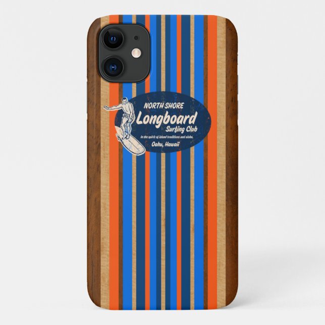 Pipeline Surfboard Hawaiian Stripes Royal Blue Case-Mate iPhone Case (Back)