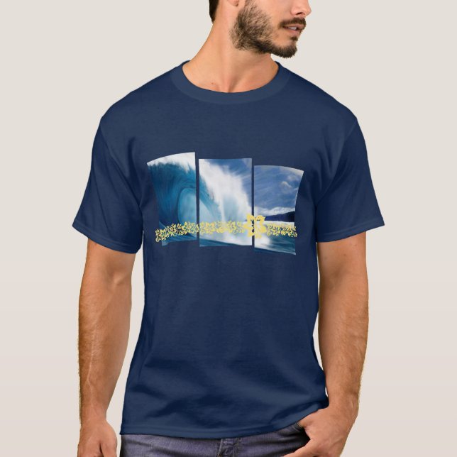 Pipeline Waves Surfing Graphic T-Shirt (Front)