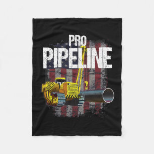 Pipeline Welders Usa Flag Side Boom Pipe Trump Gif Fleece Blanket