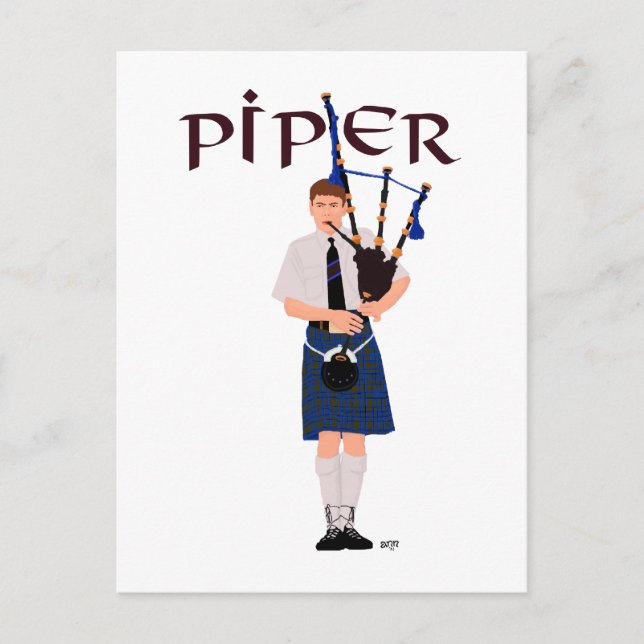 PIPER Blue Plaid Postcard (Front)