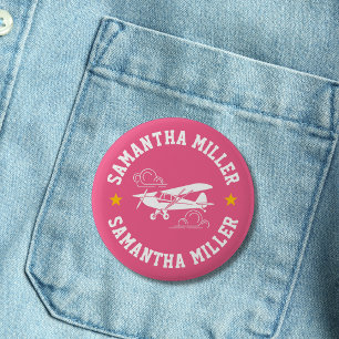 Piper Cub Airplane Not Your Co-Pilot Pink Custom Button