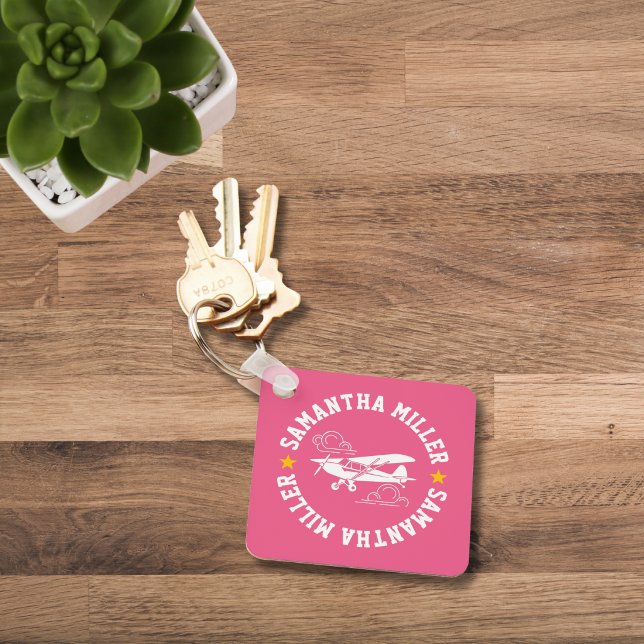 Piper Cub Airplane Not Your Co-Pilot Pink Custom Keychain (Creator Uploaded)