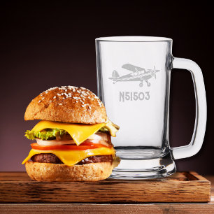 Piper Cub Airplane & Pilot Custom aircraft number  Stein