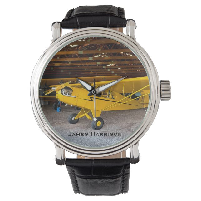 Piper Cub J3 Yellow Airplane Photo Family Night Watch (Front)
