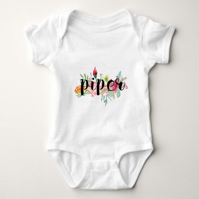 Piper Floral Personalized Baby Bodysuit (Front)