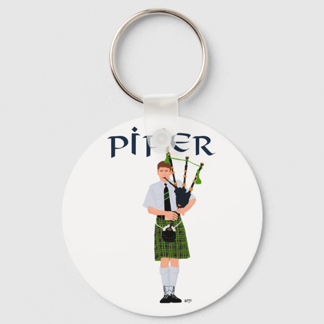 PIPER Green Plaid Keychain (Front)