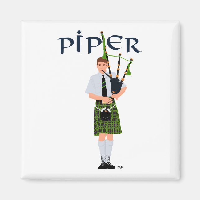 PIPER Green Plaid Magnet (Front)