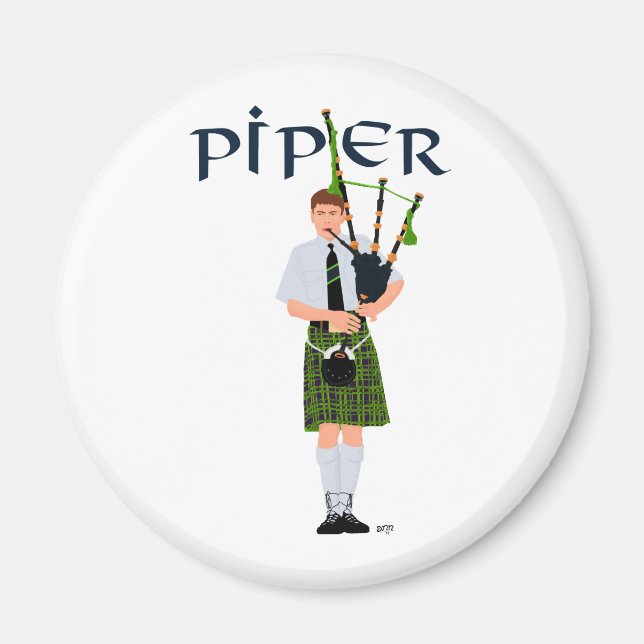 PIPER Green Plaid Magnet (Front)