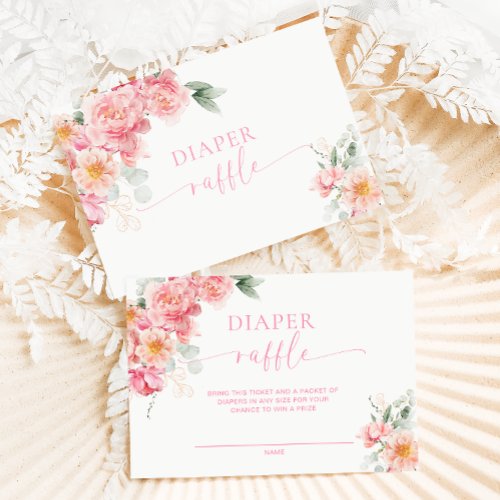 Piper Peony Baby Shower Diaper Raffle Ticket Enclosure Card