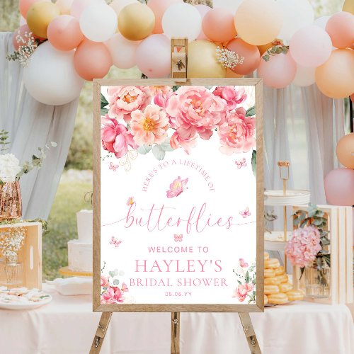 Piper Peony Butterflies Bridal Shower Welcome Poster