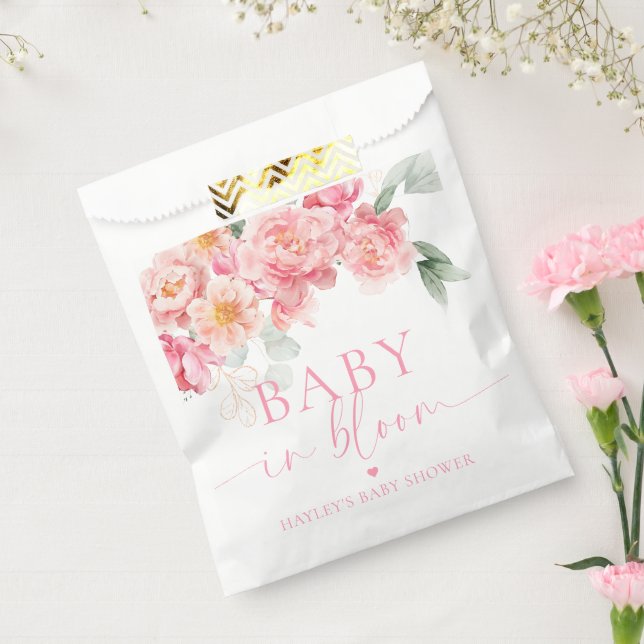 Piper Peony Floral Baby In Bloom Baby Shower Favor Bag (Sealed)